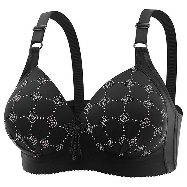 Wireless Bras for Women High End Mom Bra Thin Underwear Without Steel Rings Gathering Underwear for Women Sagging Adjustable Breast Collection and Accessory Bra Everyday Bras Black S