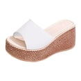 thumbnail image 6 of Womens Wedge Sandals Chunky Platform High Heels Open Toe Slip on Slides Casual Dressy Summer Beach Shoes White Size 6.5, 6 of 6