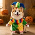 thumbnail image 5 of Funny Jester Dog Costume Striped Clown Pet Outfit with Pointed Hat and Ruffled Collar Halloween Party Cosplay for Dogs Cats, 5 of 5