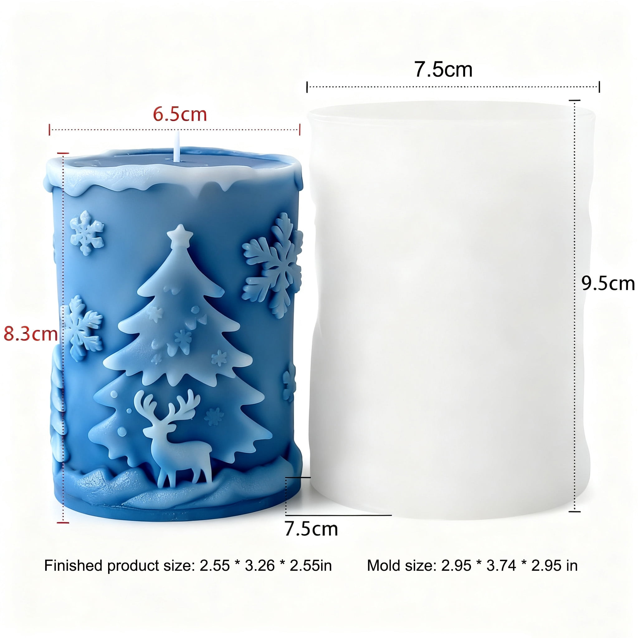 JDH silicone 3PCS Christmas Candle Molds Christmas Decorations And Ornaments Silicone Mold DIY Christmas Snowflake Cylinder Aromatherapy Candle for DIY Home Decoration Supplies