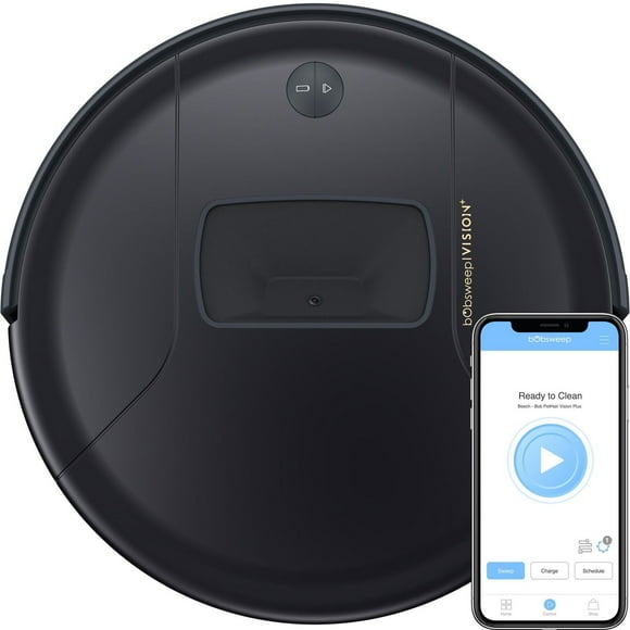 bObsweep PetHair Vision Plus Wi-Fi Connected Robot Vacuum & Mop in Blackberry