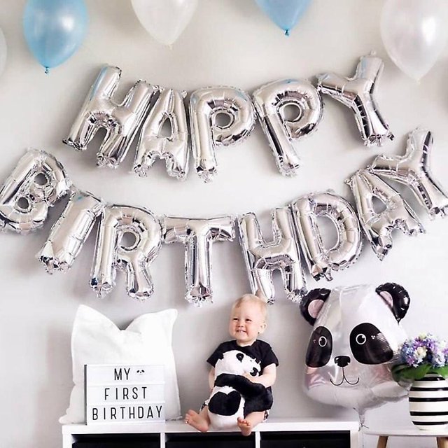 13 Uds. Globos de feliz cumpleaños globo con letras de aluminio decoraciones para fiesta de cumpleaños niños adultos LingWen 8390611035242