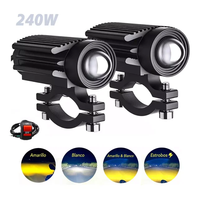 Faros Auxiliares Led Blanco Amarillo Estrobo Para Carro Moto
