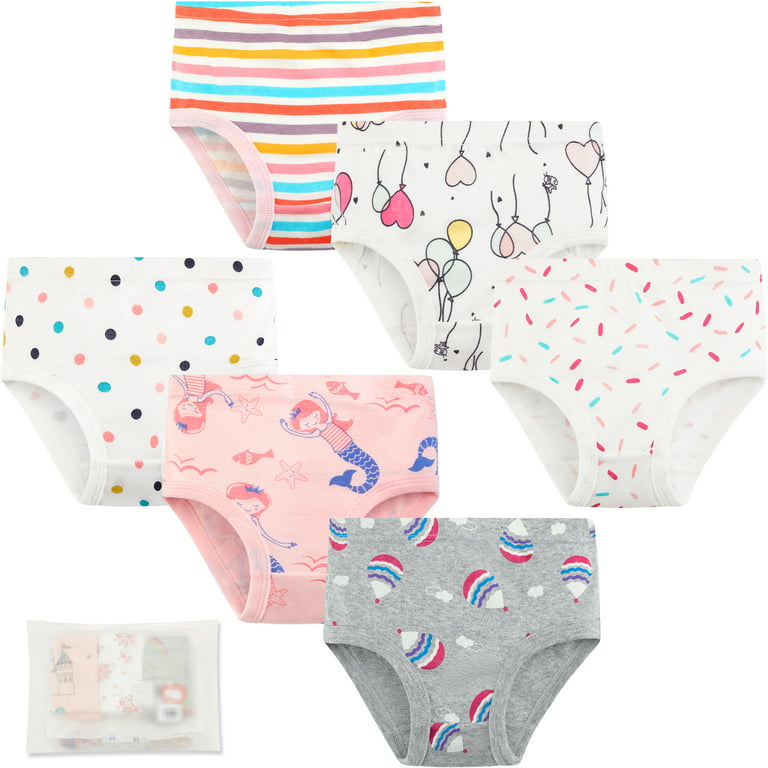Little Girls Baby Soft Cotton Underwear Briefs, ESHOO Toddler Kids Padded  Panties Undies, 6-Pack, 2-10T