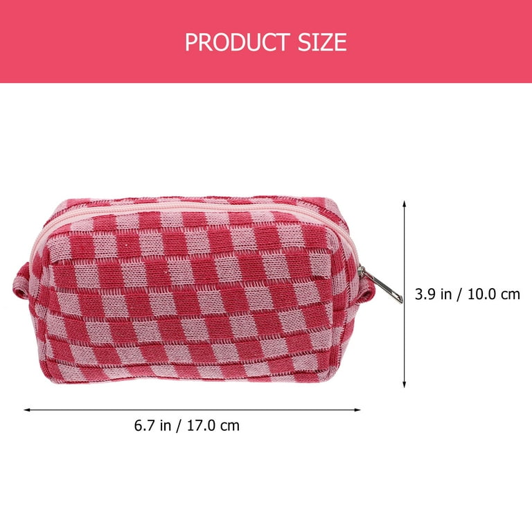 Woolen Yarn Makeup Bag Cosmetic Bag Large Capacity Checkered Travel Toiletry  Bag 