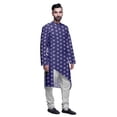 thumbnail image 2 of Atasi Kurta Long d'Été Imprimé de Designer avec Ensemble de Pyjama Blanc pour Hommes, 2 of 3