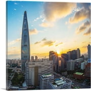 ARTCANVAS Seoul South Korea Lotte World Tower Skyline Square Canvas Art Print - Size 18 x 18 0.75 Deep