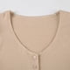 thumbnail image 5 of Vestido de manga corta con cuello en V y botones, de punto elástico y color liso - Punto elástico, falda femenina, elegancia del cuello en V, 5 of 8