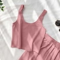thumbnail image 4 of WRKEKC Pajamas for Women Set Seamless Ribbed Tank and Soft Jersey Shorts Pajamas Loungewear Sleep Set Home Wear, 4 of 7