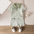 thumbnail image 2 of NOLDARES Toddler Baby Summer Outfits Crew Neck T-shirt+Striped Shorts with Pockets Boy Casual Clothing Set 1-6 Years Blazer,18-24 M, 2 of 9