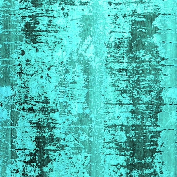 Ahgly Company Indoor Square Oriental Turquoise Blue Industrial Area Rugs, 4' Square