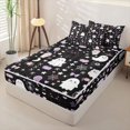 thumbnail image 2 of Manfei Boo Ghost Print Zipper Twin Comforter Sets with Fitted Sheet and 2 Pillowcases,Happy Halloween Zipper Bedding Set,Black Reversible,4 Pieces, 2 of 7