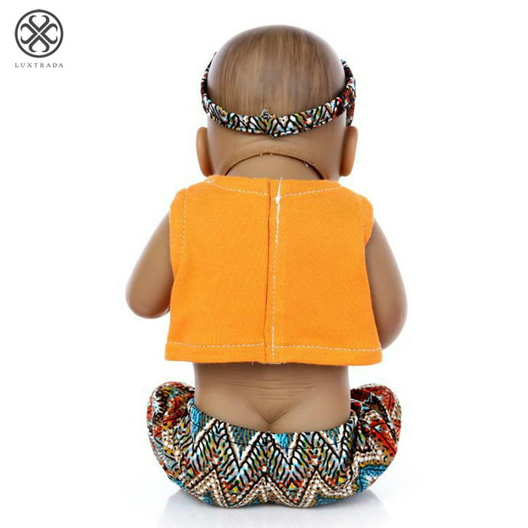 Luxtrada 11 Lifelike Black African Newborn Baby Boy Full Body Silicone Boy  Dolls for Toddler Gifts 