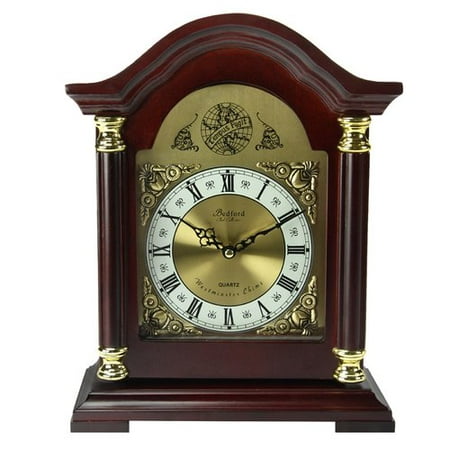 Bedford Clock Collection Redwood Mantel Clock with