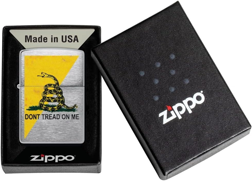Zippo Customized Message Dont Tread on Me, Gadsden Flag - Brushed Chrome 48118