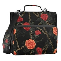 ALAZA Zipper Binder Rose with Chain 3 Ring Trapper Keeper File Folder Organizer Bag