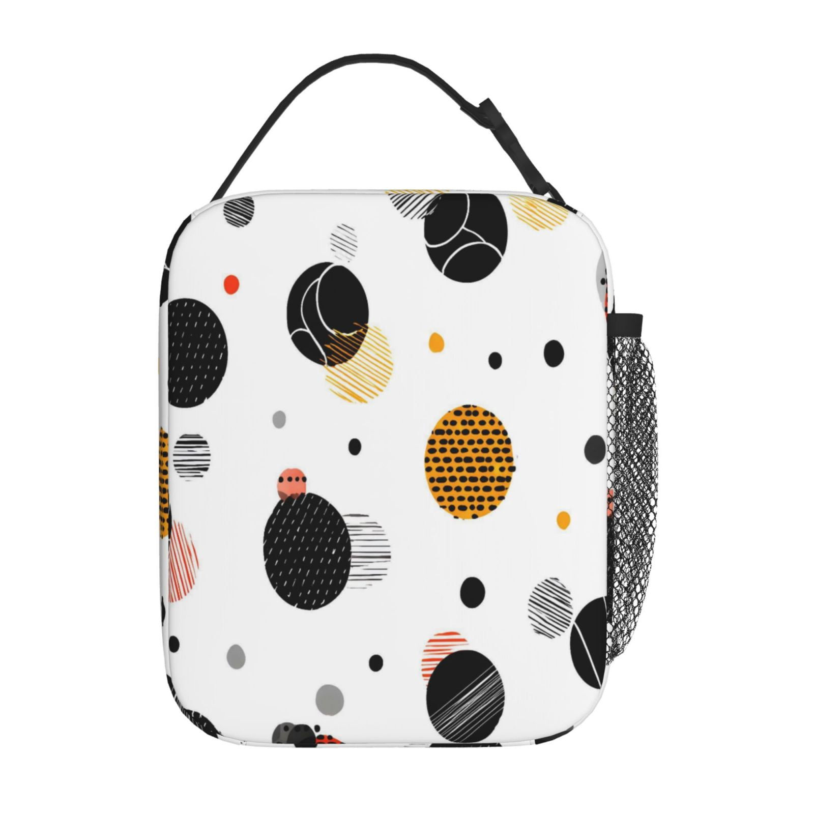 Lunch Bag For Women Men Insulated Portable Lunch Box Bento Box Office Picnic Travel Cooler Bag Geometric Sports Balls Minimalist Vector White Background