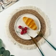thumbnail image 3 of Paokuoon Placemat Round Braided Bohemian Table Protection Soft Insulation Pad Washable Dishes Hot Pot Pans Coffee Cup Cooking, 3 of 7