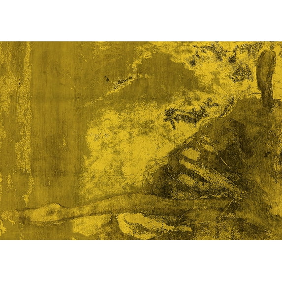 Ahgly Company Indoor Rectangle Oriental Yellow Industrial Area Rugs, 8' x 10'