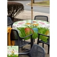 thumbnail image 4 of Outdoor Tablecloth with Umbrella Hole and Zipper, Easter Bunny Square Table Cloth 60x60 Inch Waterproof Tablecloth, Spring Easter Eggs Floral Sage Green Plaid Picnic Table Cover for Patio Camping, 4 of 7