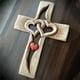 thumbnail image 2 of Cruz de madera tallada, corazones entrelazados, cruz de amor de madera tallada a mano en diseño antiguo Cruz de madera para decoración de salón para colgar en la pared. JAMW Sencillez, 2 of 4