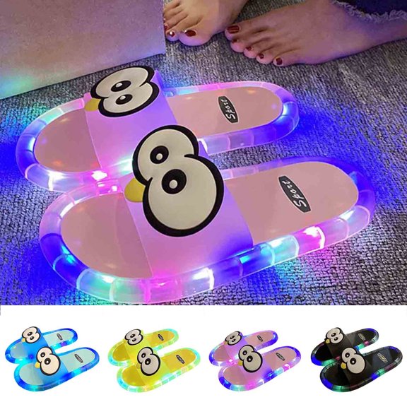 Miqool Womens PVC Funny Slide Sandals Light Up Flat Non Slip Slides Slip On Comfortable Lightweight Quick Dry Slippers
