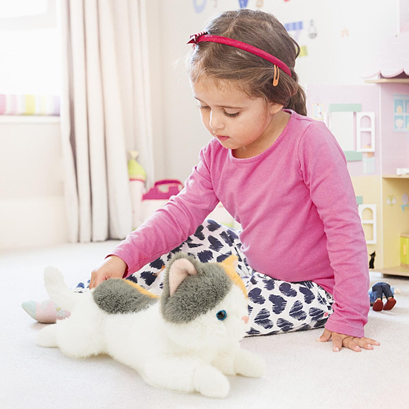Outoloxit Weighted Plush Cat Toy 18 Inch for Stress Relief and Cuddling, Realistic Stuffed Animal Sensory Comfort Gift for All Ages