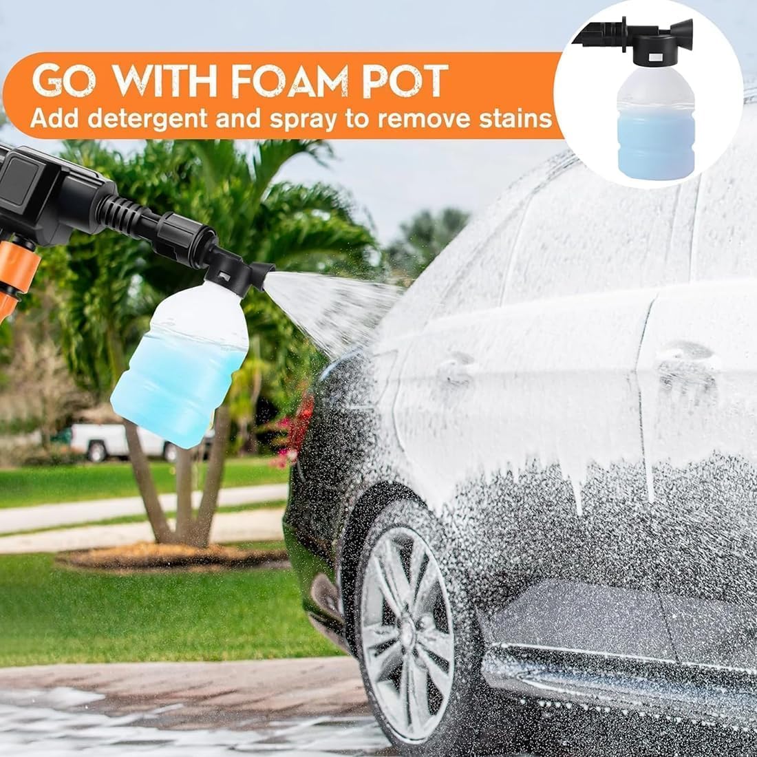 X5 Hand Held Pressure Washer,500 Psi Cordless Pressure Washer With 16ft Detachable Hose For Car, Garden, Floor Washing