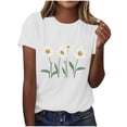 thumbnail image 2 of Busydd T Shirts for Women Trendy Crew Neck Print Graphic Tees Casual Summer Short Sleeve Going Out Tops 2XL, 2 of 5