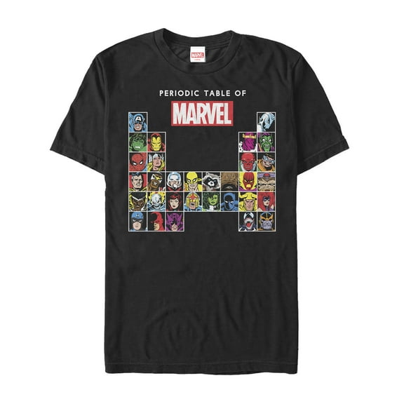 Men's Marvel Periodic Table of Heroes  Graphic Tee Black Medium