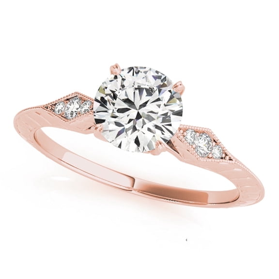 Mauli Jewels 1 Carat White Diamond Engagement Ring for Women – Wedding Band in 14K Solid Rose Gold