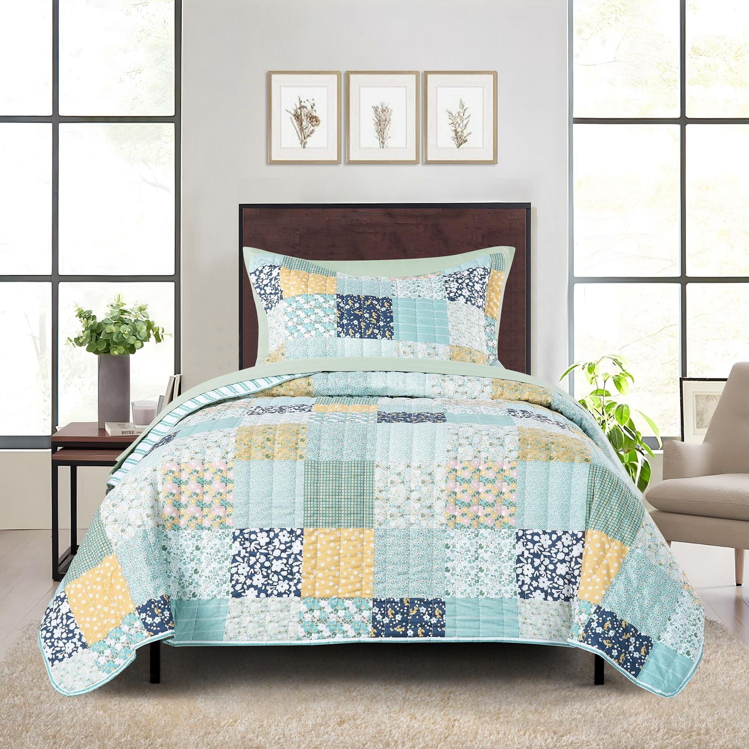 Mainstays Ensemble couette et drap-housse légers tout-en-un - 5pièces, 1PL/XL, patchwork