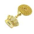 thumbnail image 3 of Stone Stud King Royal Crown Pendant with Chain Necklace - 4mm 36" Gold-Tone Rope Chain, 3 of 4