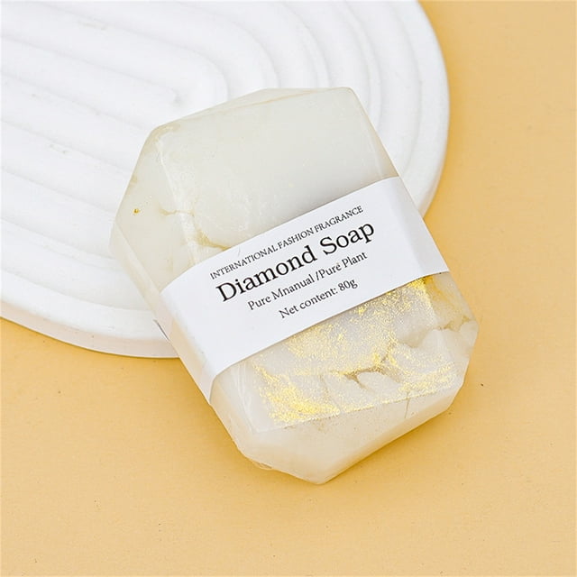 Fiudx Jabón de Piedras Preciosas, Lujosa Barra Limpiadora con Forma de Diamante, con Infusión de Lámina de Oro, Fragancia Nutritiva de Cristal, Ritual de Baño Diario, Regalo Perfecto para Seres Queri