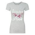 thumbnail image 2 of Wild Bobby In October We Wear Pink Crown Breast Cancer Awareness Women Slim Fit Junior Tee, Heather Grey, XX-Large, 2 of 6