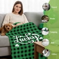 thumbnail image 6 of Throw Blanket Fleece Throw Blanket 50x80in, White Lucky Text Shamrock Soft Lightweight Bed Blankets St. Patrick's Day Green Black Check Fuzzy Couch Blankets for All Season, 6 of 9