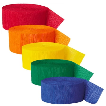 Rainbow Crepe Paper Streamers, Assorted, 81ft,