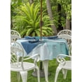 thumbnail image 4 of Round Outdoor Tablecloth With Umbrella Hole And Zipper– Turquoise Marble Texture Waterproof Patio Table Cover for Party, Picnic, Backyard, 50" Dia. , Green Abstract Art, 4 of 8