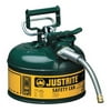 Justrite Type II AccuFlow Safety Cans, Flammables, 1 gal, Green - 1 EA (400-7210420)