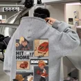 thumbnail image 4 of Sudadera con capucha y forro polar grueso para hombre, estilo holgado, moderno y versátil, chaqueta estilo Hong Kong para otoño/invierno, 4 of 4