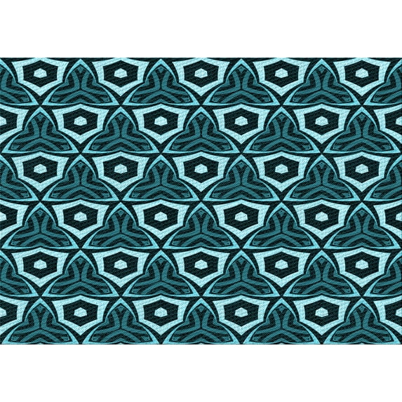 Ahgly Company Indoor Rectangle Patterned Deep Teal Green Area Rugs, 7' x 9'