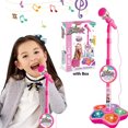 thumbnail image 3 of Blue Kids Karaoke Microphone with Adjustable Stand – Portable Musical Toy for Boys, Encourages Performance Skills & Creativity, Includes Mobile Phone Connection Cable, Battery-Operated (Batteries Not, 3 of 5