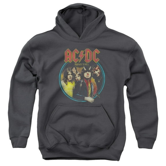 Trevco  Acdc & Highway to Hell-Youth Pull-Over Hoodie - Charcoal - Medium