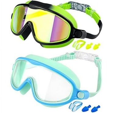 Swim Goggles 2 Pack, Wide View Anti Fog&UV Swimming Goggles for Audlt, No Leaking Pool Accessories for Men Women Kid