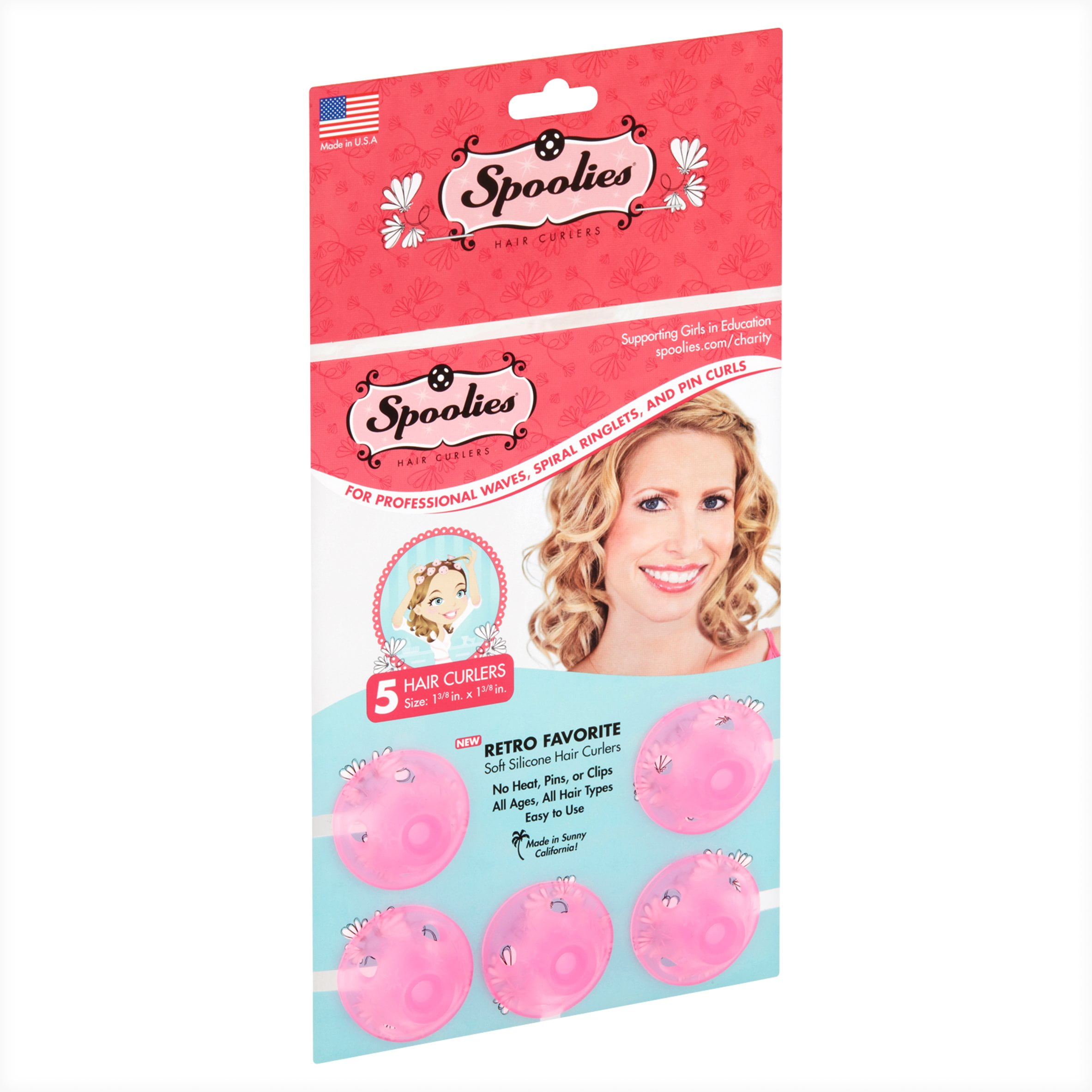 Spoolies Playful Hair Curlers, Pink, 5 ct 