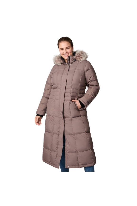 Women's Plus Size Full Length Splendor Down Jacket Mocha 2X