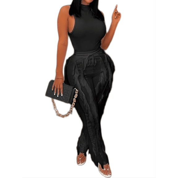 Women's Sexy Two Piece Fringe Tassel Pants Set Clubwear Going Out Birthday Party Night Outfits