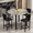 Gray & Black Velvet Chairs, variant on Baxluxe Round Dining Table Set for 4, Faux Marble Kitchen Table with Upholstered Velvet Chairs, Modern Dining Room Furniture, Easy to Assemble & Clean