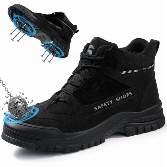 LAoutun Steel Toe Shoes for Men Lightweight Work Boots Comfortable Safety Boots Industrial Shoe