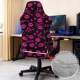 thumbnail image 4 of SCRAWLGOD Valentine's Day Decor Lip Heart Print Black 4 Pieces Gaming Chair Cover Stretchable Computer Chair Seat Slipcovers Universal Fit Gaming Chair Slipcovers with Armrest Covers, 4 of 7